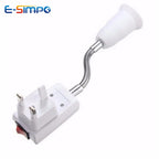 1pc E27 20cm 360D Bendable US UK EU AC Power Plug to E26 E27 Edison Screw CFL LED Light Socket Lamp Holder Adapter wt Switch