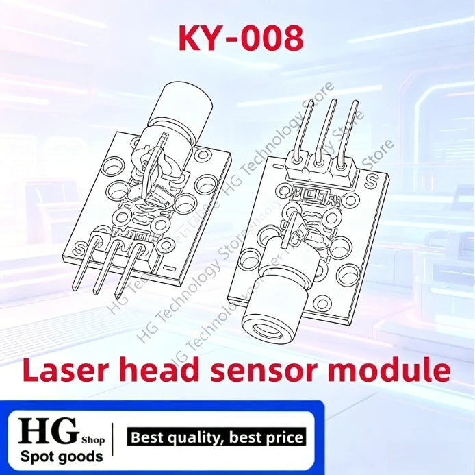 10PCS KY-008 650nm Laser sensor Module 6mm 5V 5mW Red Laser Dot Diode Copper Head For Arduino KY-008