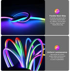 TUYA Neon LED Strip Lights Silicone Neon Rope Light 5-24V 84LEDs/M with Music Sync RGBIC Dreamcolor Chasing Strip Tape for Room