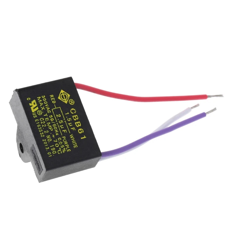 Black CBB61 1.5uF+2.5uF 3 Wires 250V 50/60Hz Capacitor For Ceiling Fan