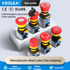 LA38 Emergency Stop 10A Self-locking Rotary Reset Latching Head Power Switch Mushroom Push Button Switch 22mm 1 NO I NC 2NC
