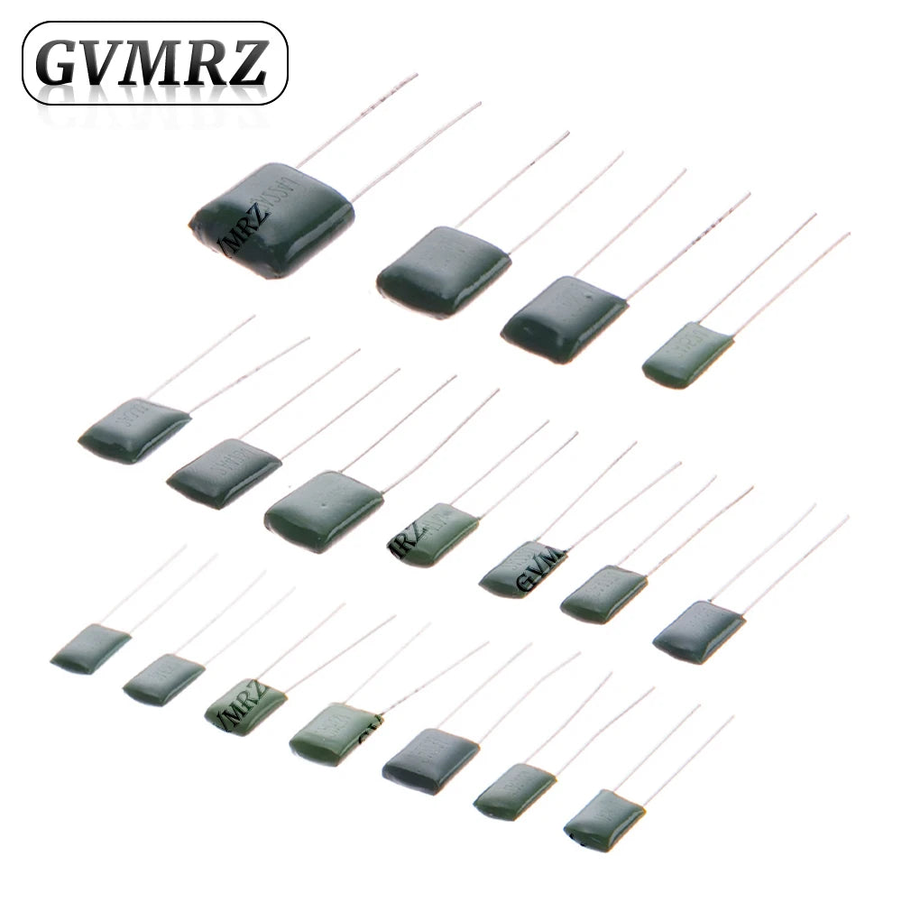 50PCS Polyester Film Capacitor Assorted Values J Tolerance for Electronics DIY