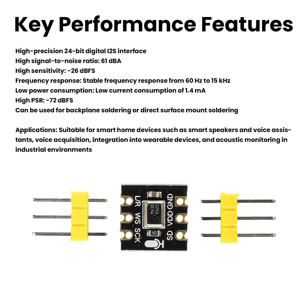 MS4030 Omnidirectional Microphone Module MEMS I2S Supports ESP32 INMP441 60Hz-15kHz  for Various Voice Capture Scenarios