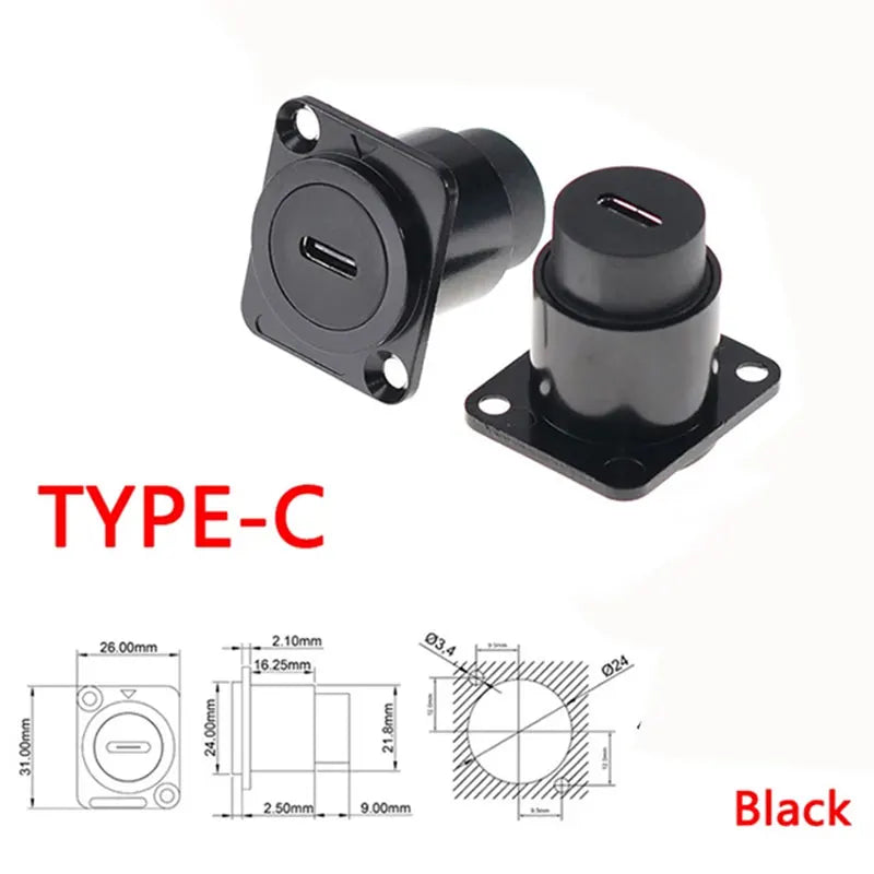 1pc Metal D Type Module USB 2.0/3.0&Type C&HDMI&RJ45 CAT6-Jack Socket Through Network Panel Mounting Electronic Connector