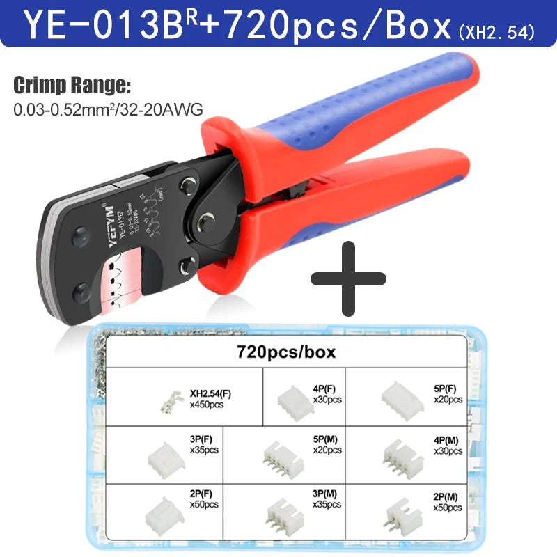 JST DuPont Terminals XH2.54/PH2.0/ZH1.5/SH1.0/ DuPont 2.0/2510 Pliers YE-013BR Mini Crimping Tools 0.03-0.52mm²/32-20AWG