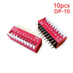 10PCS Piano Type Red Toggle Switch Module Spacing 2.54MM Horizontal Type Side Plug DP-1/2/3/4/5/6/7/8/10 Position DIP Switch