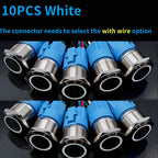 10PCS 16mm 19mm Metal Power Switch Button Flat Round LED Lamp Light Waterproof Latching /Self-reset Button Car Start Switch 12V