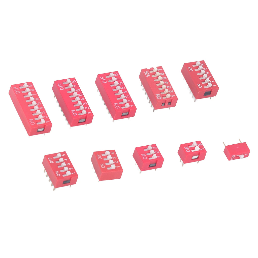 45Pcs Dip Switch Assorted Kit On Off Toggle 2.54mm Range 1 2 3 4 5 6 7 8 9P for Circuit Breadboards Toggle Switch