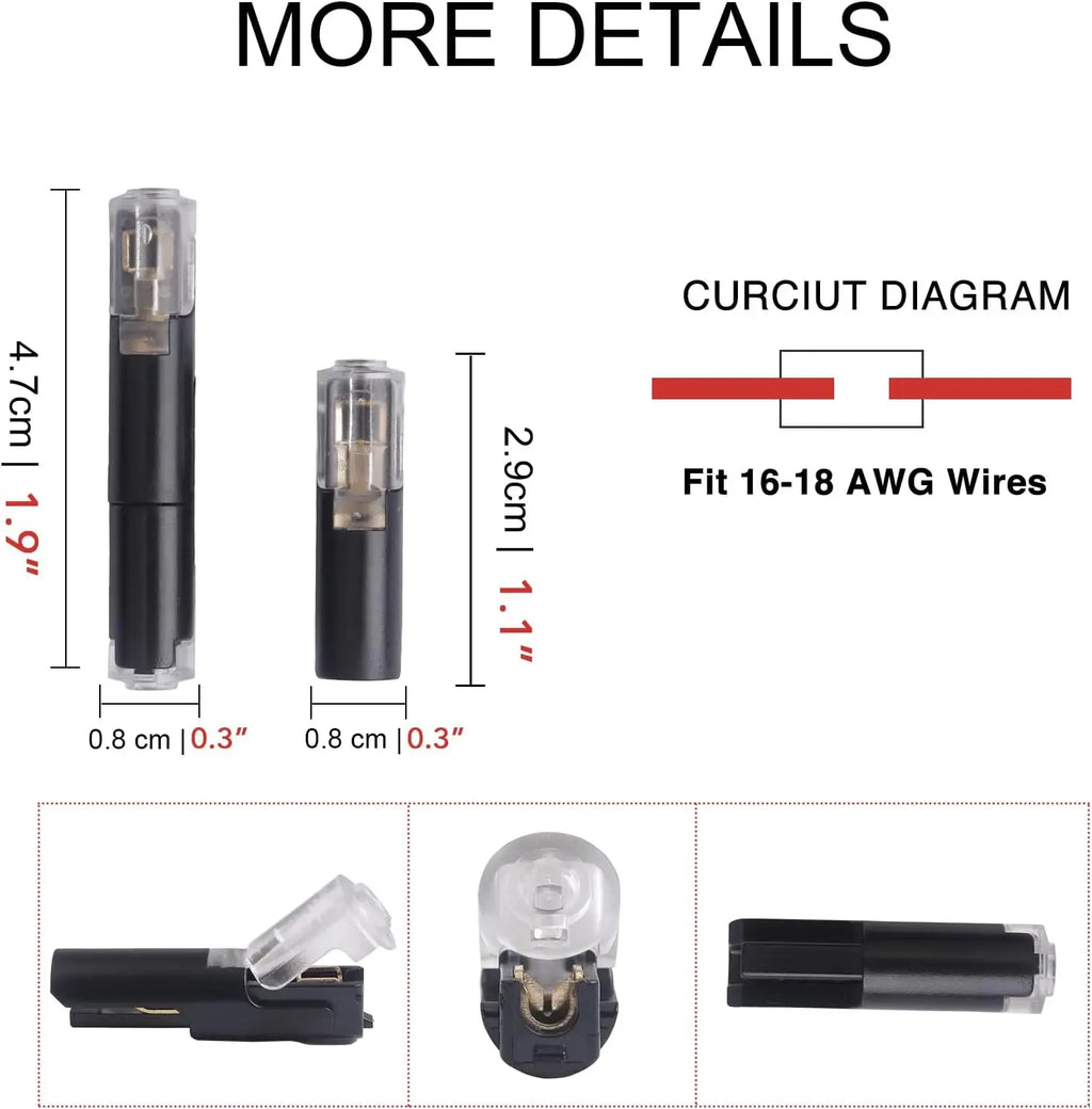 30pcs No Wire Stripping 1 Wire Quick Disconnect Electrical Connectors for 16-18 AWG Fast & Secure Connection for Automotive