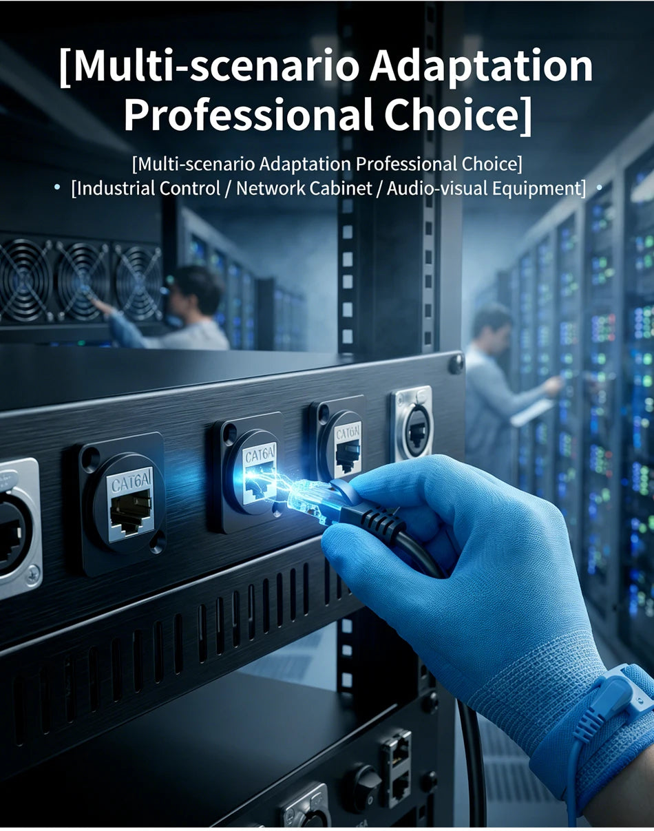 D-type RJ45 Network Module Panel Connector 8P8C Metal Housing Copper Pins Female Socket CAT6 CAT6A Shielded Crimping Module