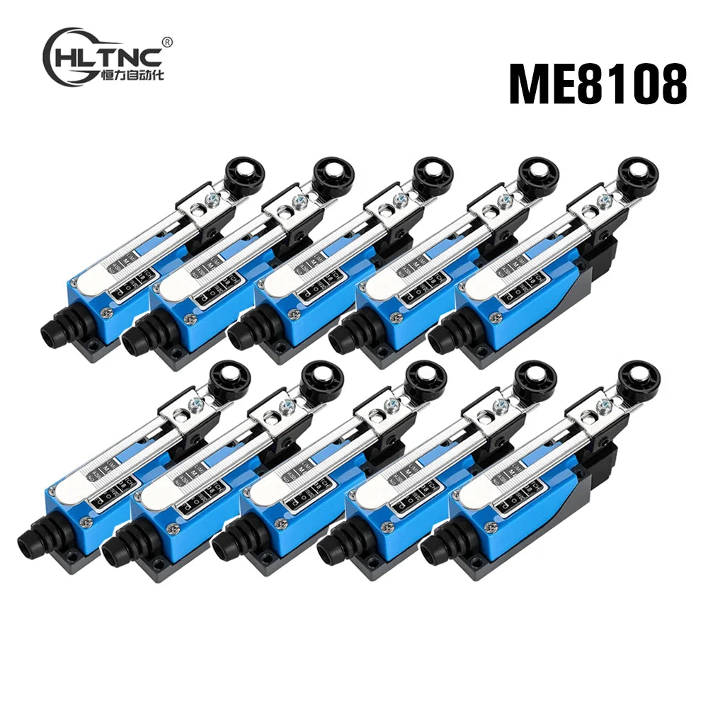 HLTNC 10PCS ME8108 250V 5A Momentary Roller Arm Type AC Mini Micro Limit Switch With 1NO 1NC For CNC Milling Laser Plasma Router