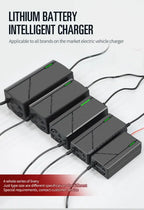 72V 60V 2A/3A/5A 20S 16S 18650 Lithium Battery Charger DC 5.5*2.1mm, Multiple Plug Options, Intelligent Charger EU/US/UK/AU