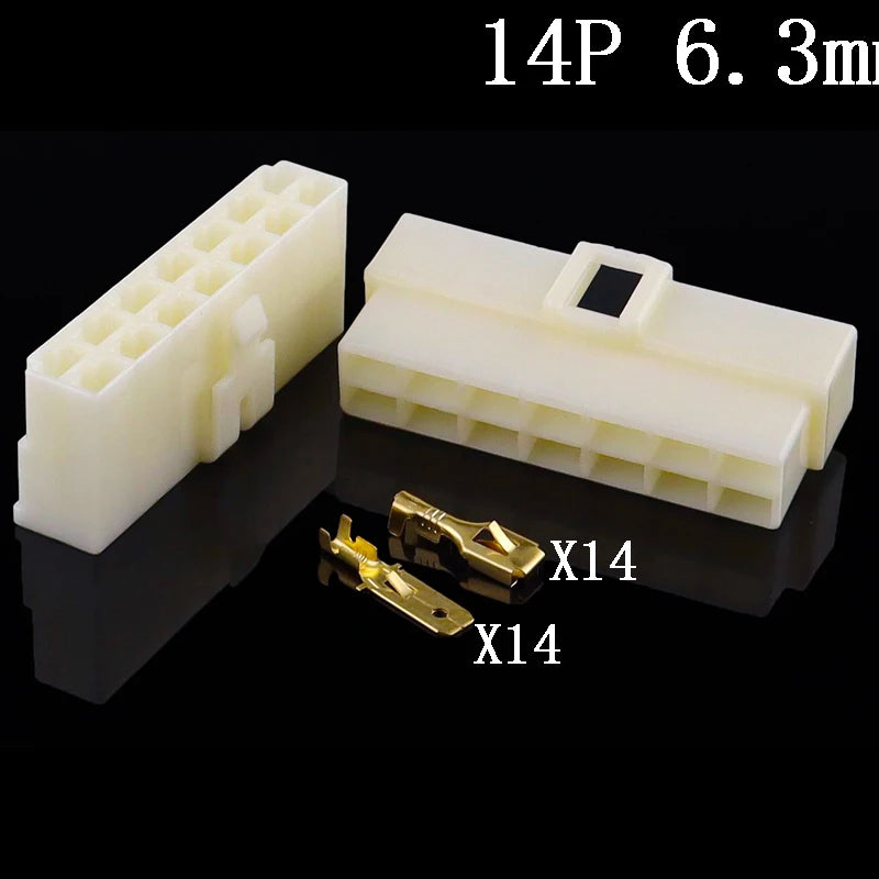 1Set 6.3mm 1/2/3/4/6/8/12P/14 pin Automotive 6.3 Electrical wire Connector Male Female cable terminal plug Kits ebike car