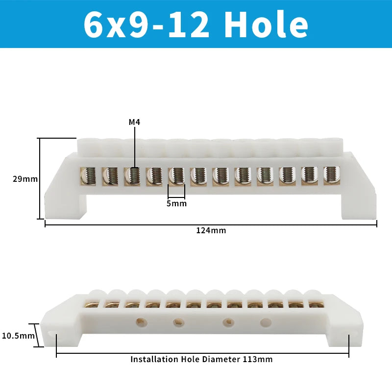 OMCH Terminal Bar 7x10 9x14mm Brass Ground Neutral Block High Conductivity Bridge Connector for Power Distribution Cabinet