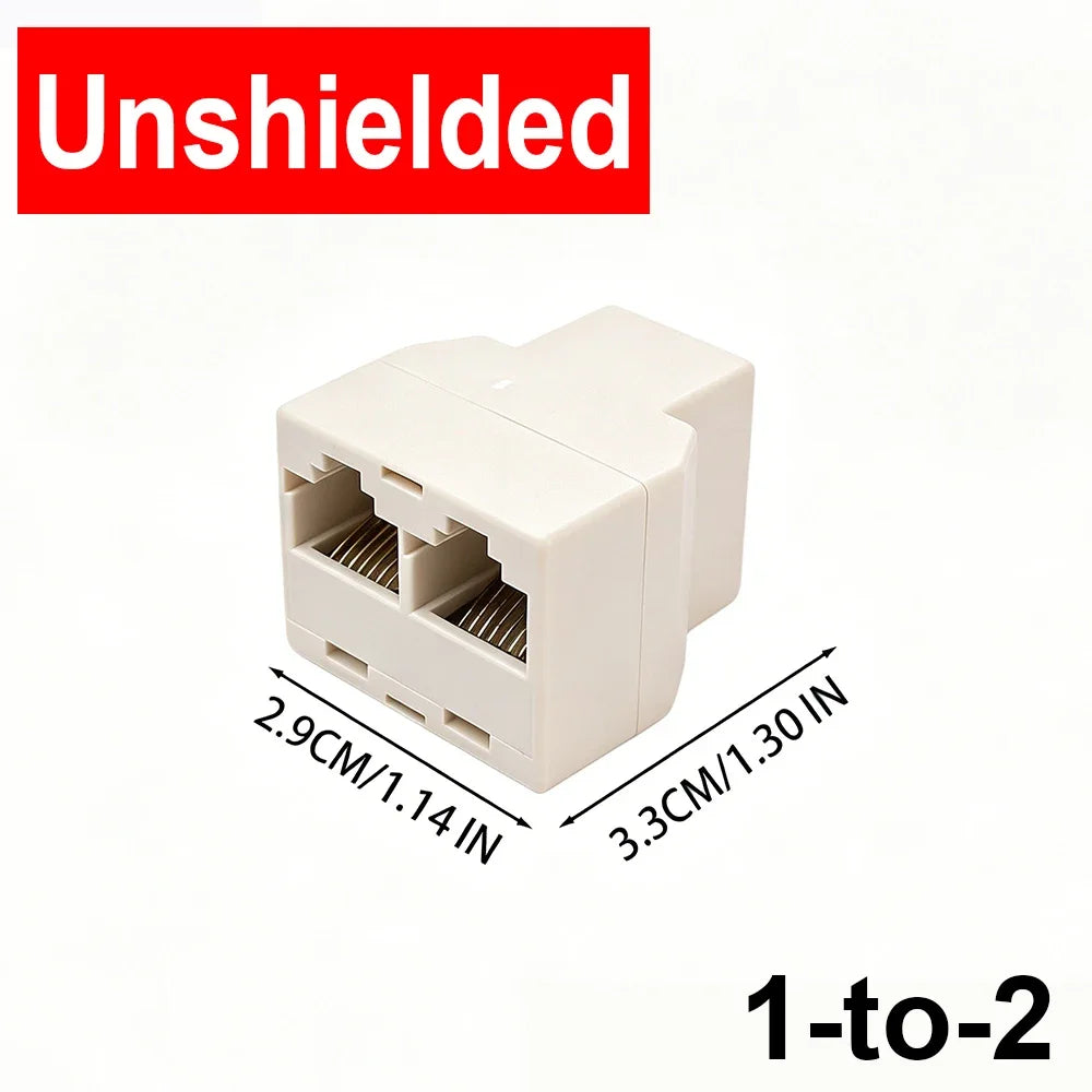 RJ45 Splitter Adapter 1 to 2 Network Connector Dual LAN Ethernet Socket 8P8C Extender Plug Connector for Cat5 Cat5e Cat6 Cat7