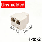 RJ45 Splitter Adapter 1 to 2 Network Connector Dual LAN Ethernet Socket 8P8C Extender Plug Connector for Cat5 Cat5e Cat6 Cat7