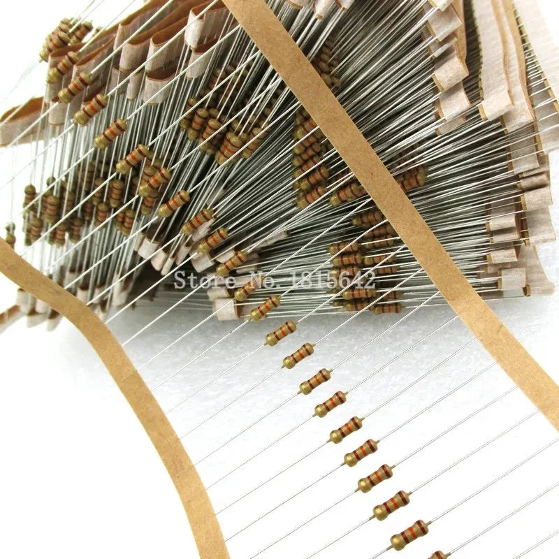 100PCS 1/4W Carbon Film Resistors 5% 1R-10M 10R 47R 100R 220R 1K 10K 4K7 100K 560K 1M 3M3 ohm Color Ring Resistance 100PCS