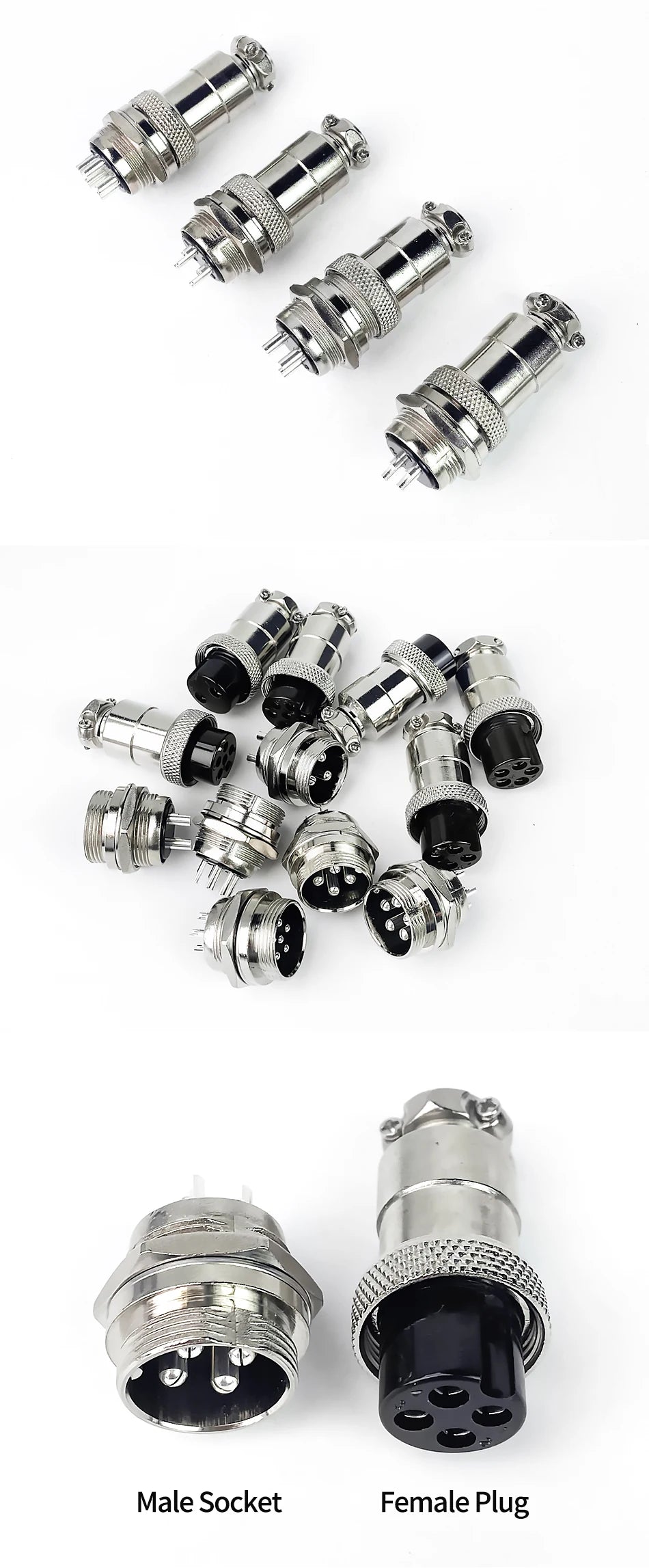 GX12 GX16 GX20 Aviation Connector 2 3 4 5 6 7 8 9 10 12 Pin Male Female Circular Metal Cable Plug Panel Mount Socket Industrial