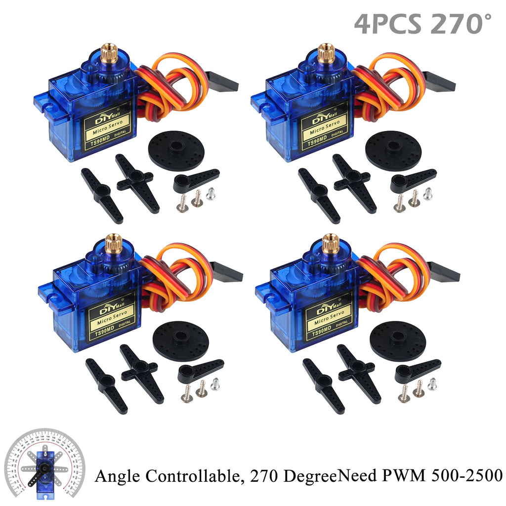 TS90MD 9g Micro Servo Motor Metal Gear Simulation Steering Gear 90/180/270/360 Degree Mini Servo for RC Planes
