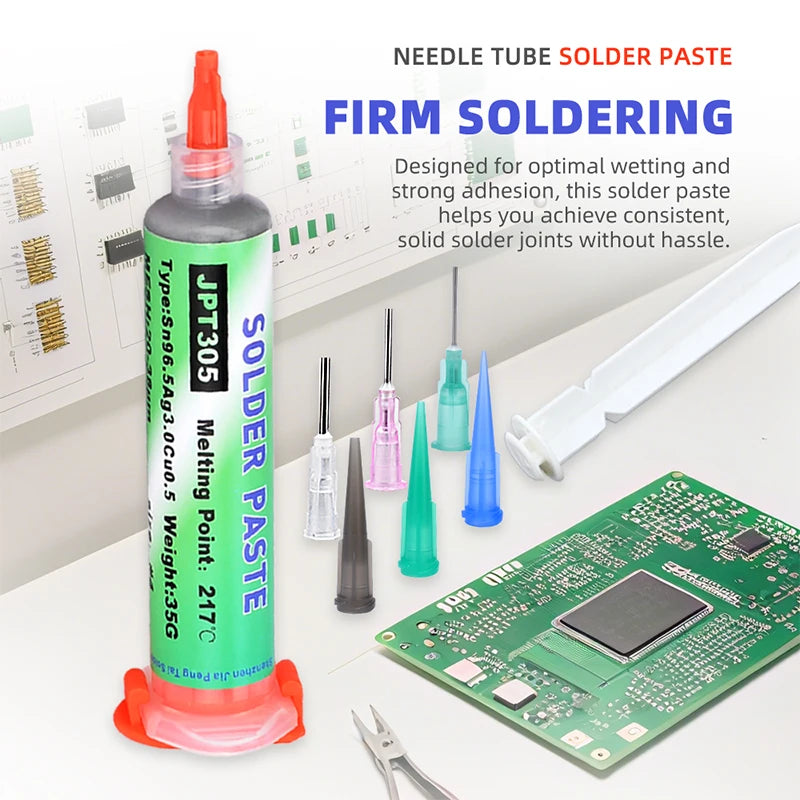 217℃ Lead Free High-Temperature Solder Paste Sn96.5Ag3.0Cu0.5 Melting Point: Enhanced Conductivity of Needle Tube