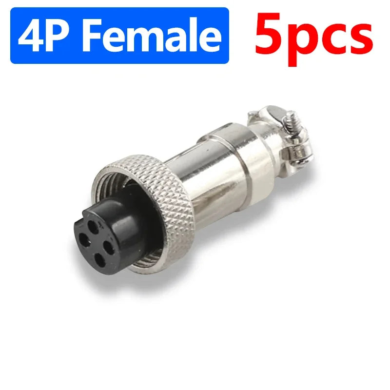 5Pcs GX12 Aviation Connector Plug Socket 2/3/4/5/6/7 Pin Male Female Panel Mount 12mm Circular Metal Wire Adapter Nut Type
