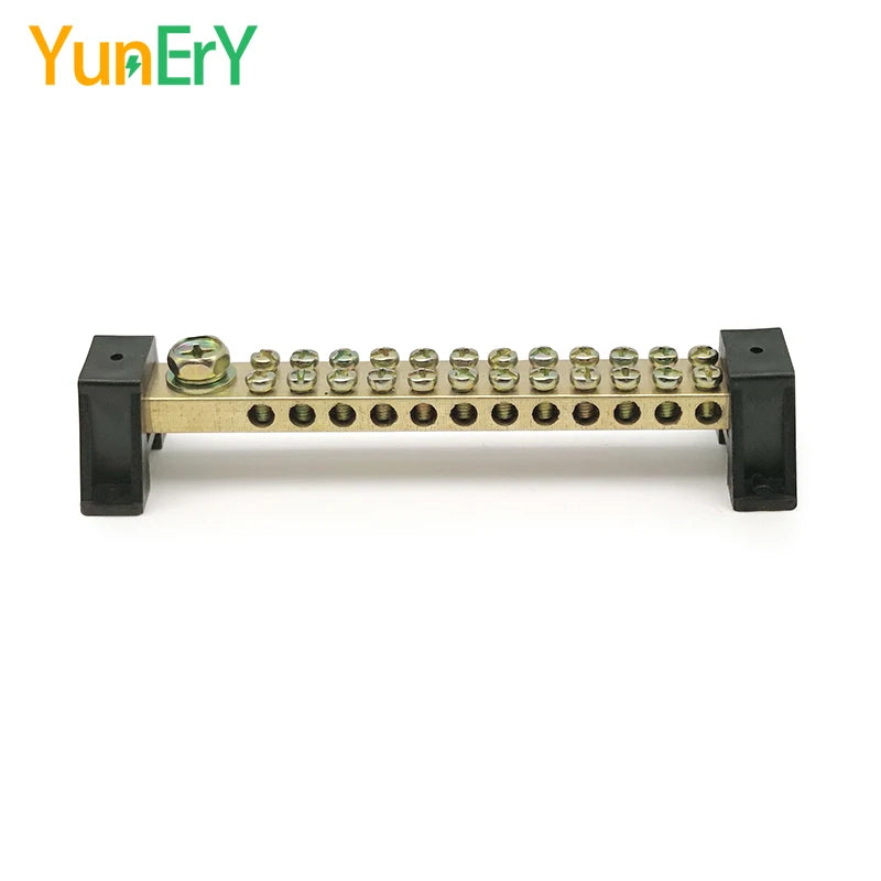 Terminal Block 10*18mm 8/10/12/16/20/24/30/40/50 Way One In Multiple Out High Current Double Neutral Ground Connector Brass Bar