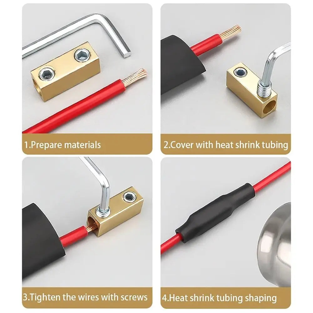 With Heat Shrink Tubing Brass Terminal Block High Current Waterproof High Power Splitter Pressure Free Fast Connector Electrical
