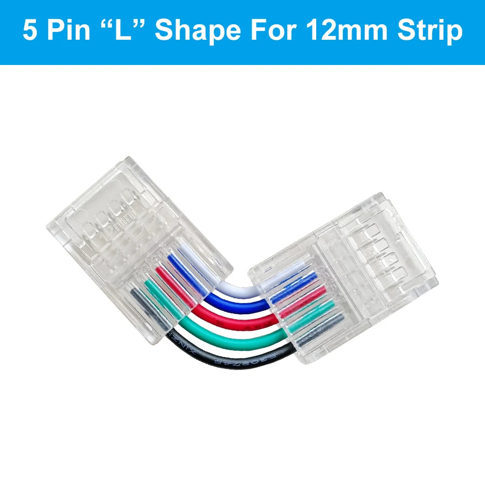 2/3/4/5/6Pin LED Light Strip Corner Connector Transparent Solderless Buckle Board To Board L-Shaped Solderless For RGB RGBW Tape