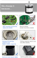 Cloweit 25mm Incremental Encoder 4mm Shaft Rotary  100 200 360 400 500 600 800 PPR 5-24VDC E6A2-CWZSE Automation Sensor Switches