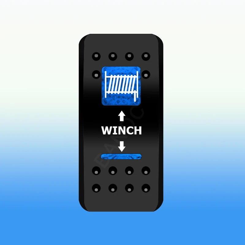 Blue Led Winch IN OUT Momentary Rocker Switch 7 Pin (ON)-OFF-(ON) DPDT Reverse Polarity 3 Way Toggle Switch for Car UTV ATV RV