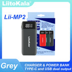 LiitoKala Lii-MP2 21700 18650 Power Bank QC3.0 Fast Charging Type-C INPUT USB Charger 20700 Mobile Power LCD Battery Charger