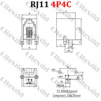 Cltgxdd 10pcs RJ11 RJ12 RJ45 Telephone Socket Curved Pin 4P4C 6P6C 8P8C Female Jack PCB Connector