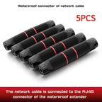 5Pcs RJ45 Docking Connector Ethernet Network Straight-through Waterproof IP67 Header , Outdoor Broadband Network Cable Extender