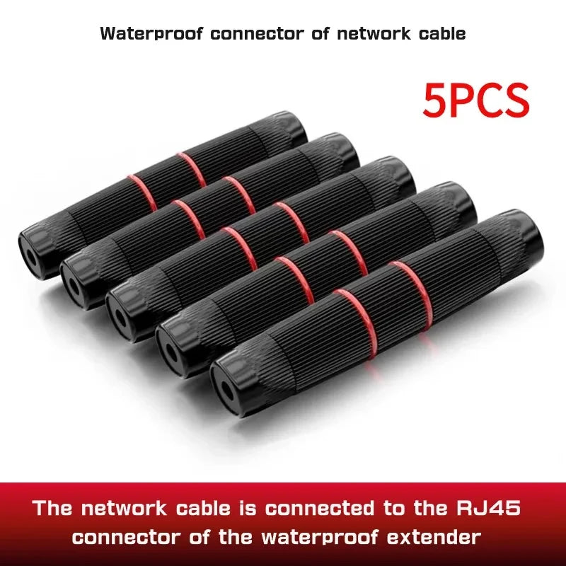 5Pcs RJ45 Docking Connector Ethernet Network Straight-through Waterproof IP67 Header , Outdoor Broadband Network Cable Extender
