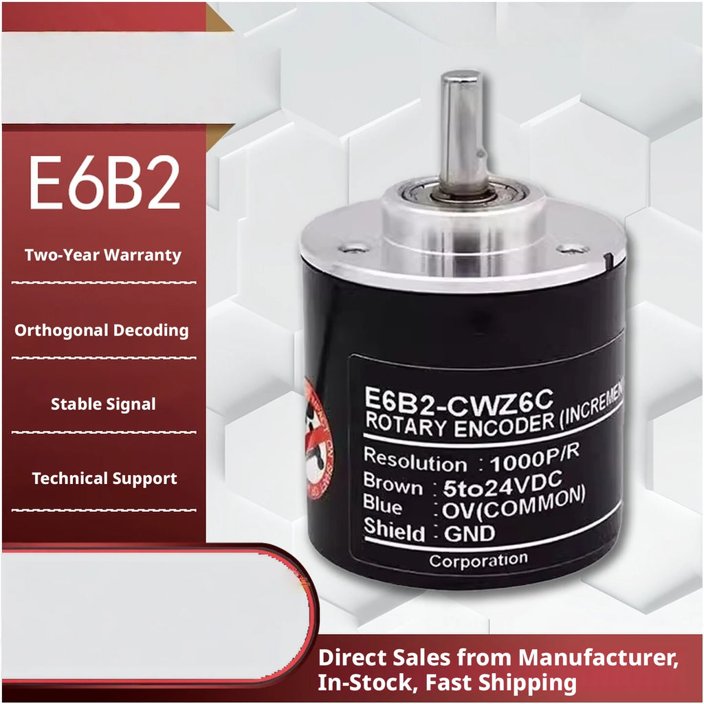 Industrial Rotary Encoder: 1000 P/R, Incremental, 5-24V DC, IP50, Sealed Bearing, ABS, for CNC/Robot/Automation