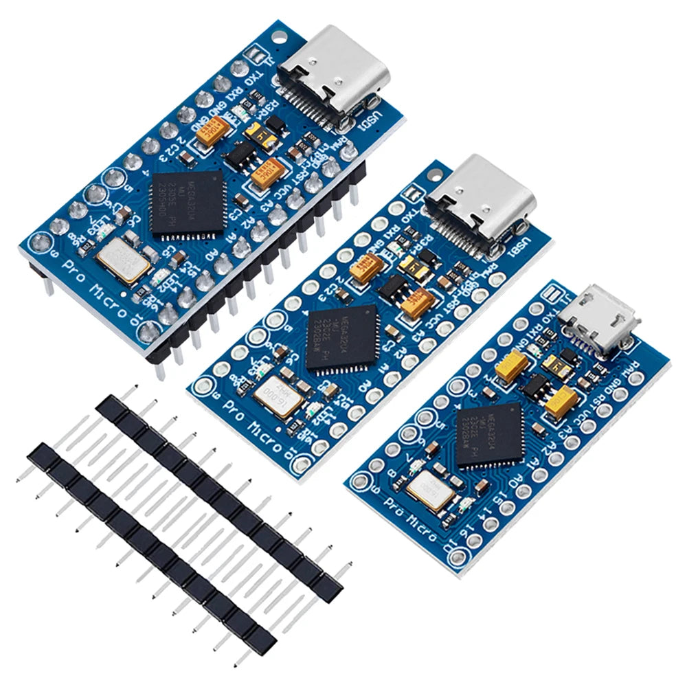 Pro Micro ATmega32U4 5V 16MHz Replace ATmega328 For Arduino TYPE-C  With 2 Row Pin Header For Leonardo Mini Usb Interface Pro