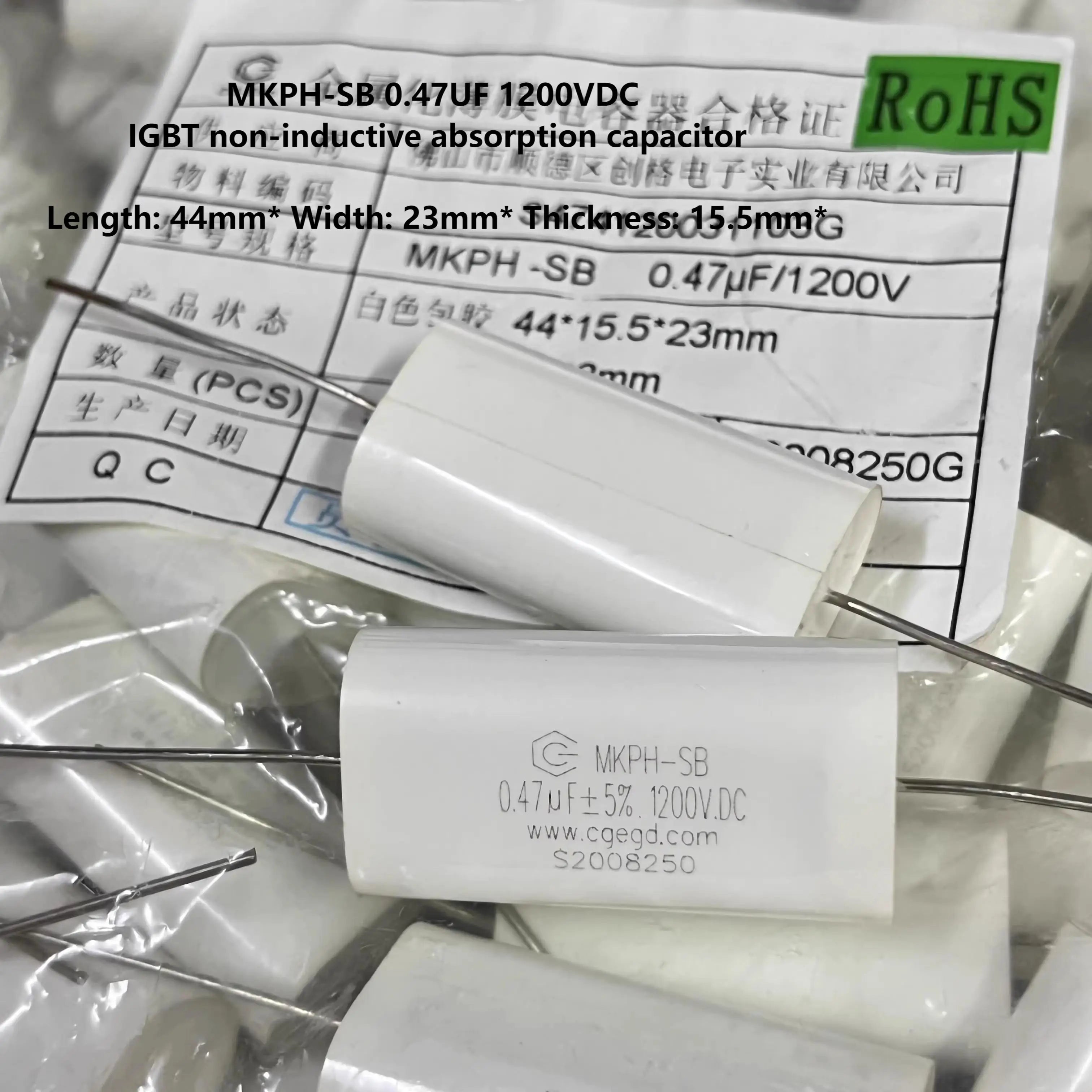 5pcs/lot MKPH-SB 1200V 0.1uf 0.22UF 0.47uf 0.68uf  5% IGBT non-inductive absorption thin-film capacitor