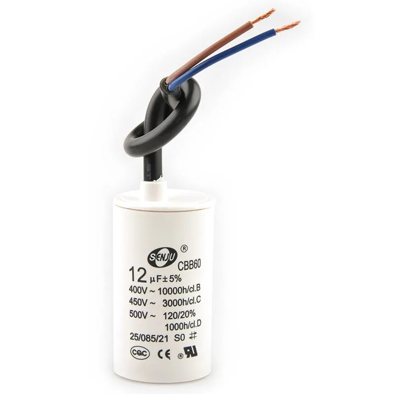 CBB60 Motor Start Capacitor for Washing Machine, Spin Dryer, Water Pump 4/5/6/8/10/12/20/100UF