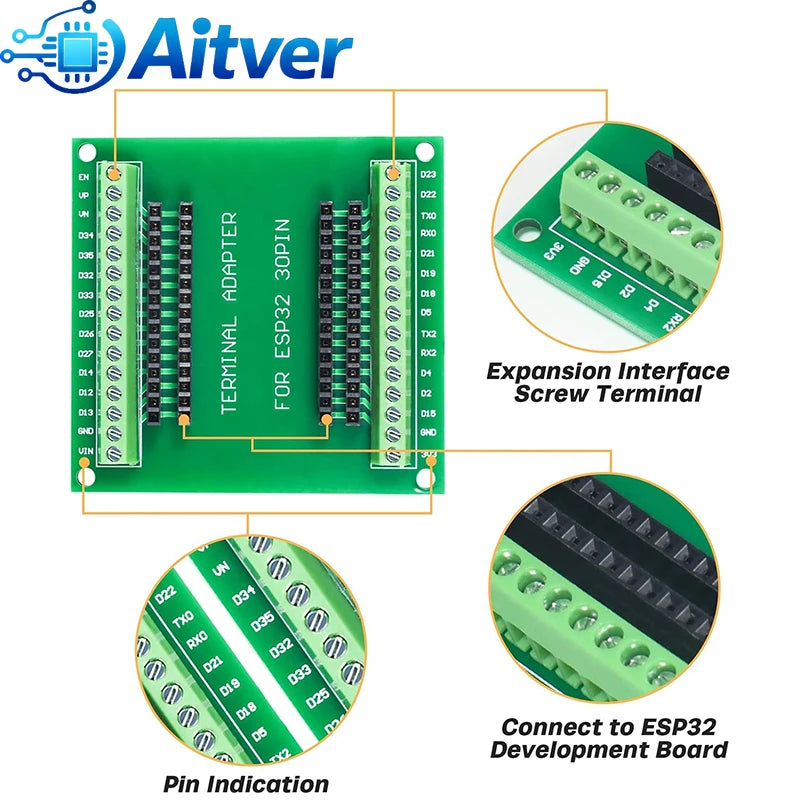 ESP32 30PIN Expansion Board + Power Board Combo Kit 3.3V 5V Breakout Module for Arduino ESP32 Development