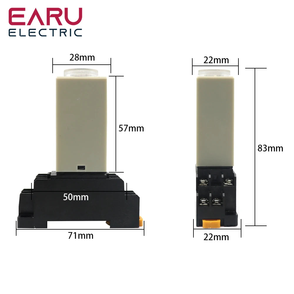 H3Y-2 AC220V Delay Timer with Base Socket Power-On Delay Rotary Knob DPDT 0-30s 60Min Adjustable Timer Relay for Home Automation
