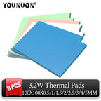 8 Pieces 100x100x0.5mm 1mm 1.5mm 2mm 2.5mm 3mm 4mm 5mm Blue White Green Combination Thermal Pads Cooling Conductive Silicone