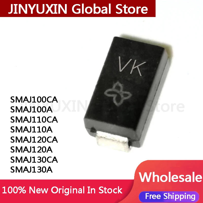 100Pcs SMAJ100CA SMAJ100A SMAJ110CA SMAJ110A SMAJ120CA SMAJ120A SMAJ130CA SMAJ130A TVS Diode
