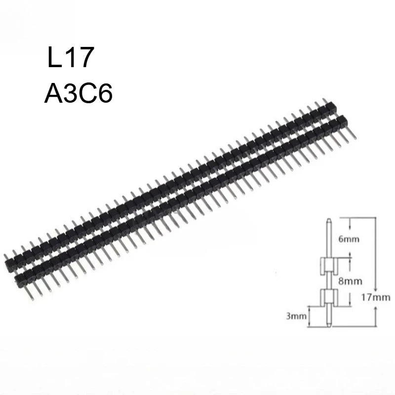 100pcs 2.54mm Gold Single Row Double plastic 1x2/3/4/5/6/7-40P PCB Board Spacer Male Pin Header Long 11.5/13/15/17/19/21/25/30mm