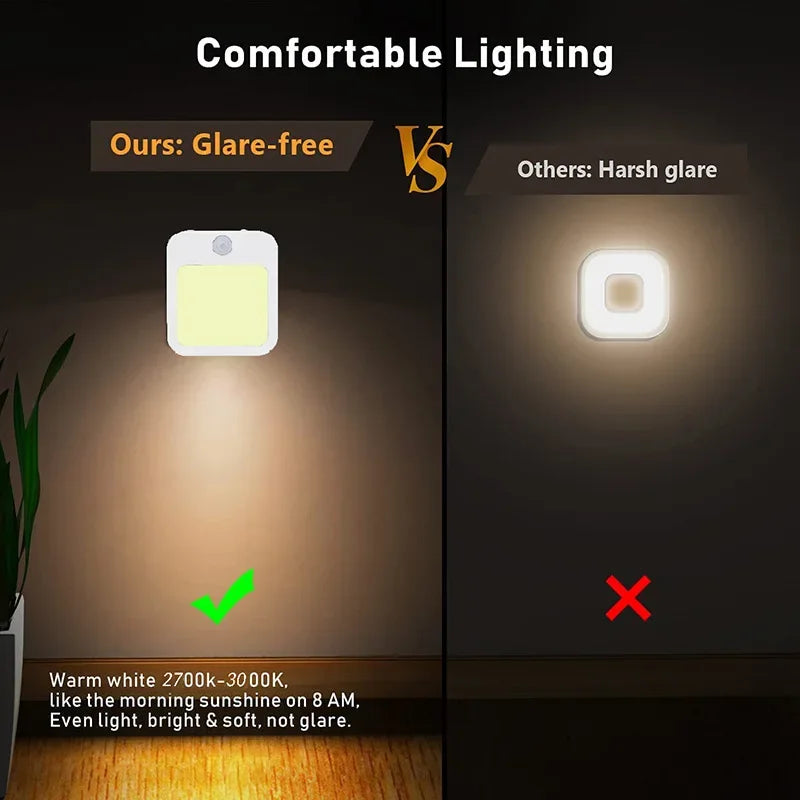 Night Light Motion Sensor With LED Light EU/US Plug Lamps Children's Night Light Wireless Night Lamp For Bedside Table Bedroom Portable Night Light, Night Light