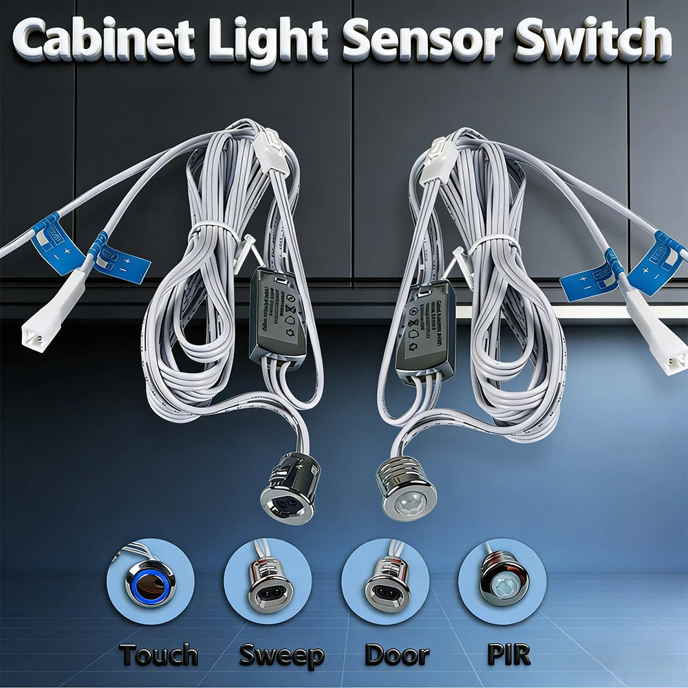 Door Control Masking Type Sensor Mini Touch Sensor LED Lamp Sensing Switch DC 12-24V 5A Cabinets DuPont Connector Cable