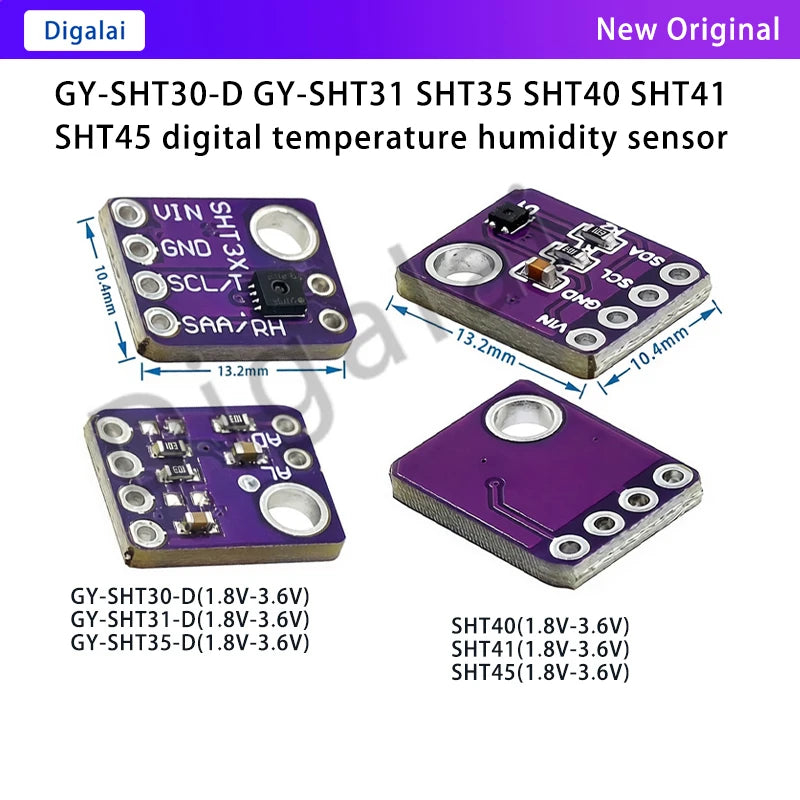Digalai GY-SHT30-D GY-SHT31 SHT35 SHT40 SHT41 SHT45 digital temperature humidity sensor