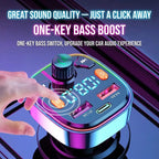 Wireless Car Bluetooth 5.0 FM Transmitter Radio Adapter RGB Light PD Fast Charger 3 Ports Hands-Free Call Bass Boost MP3