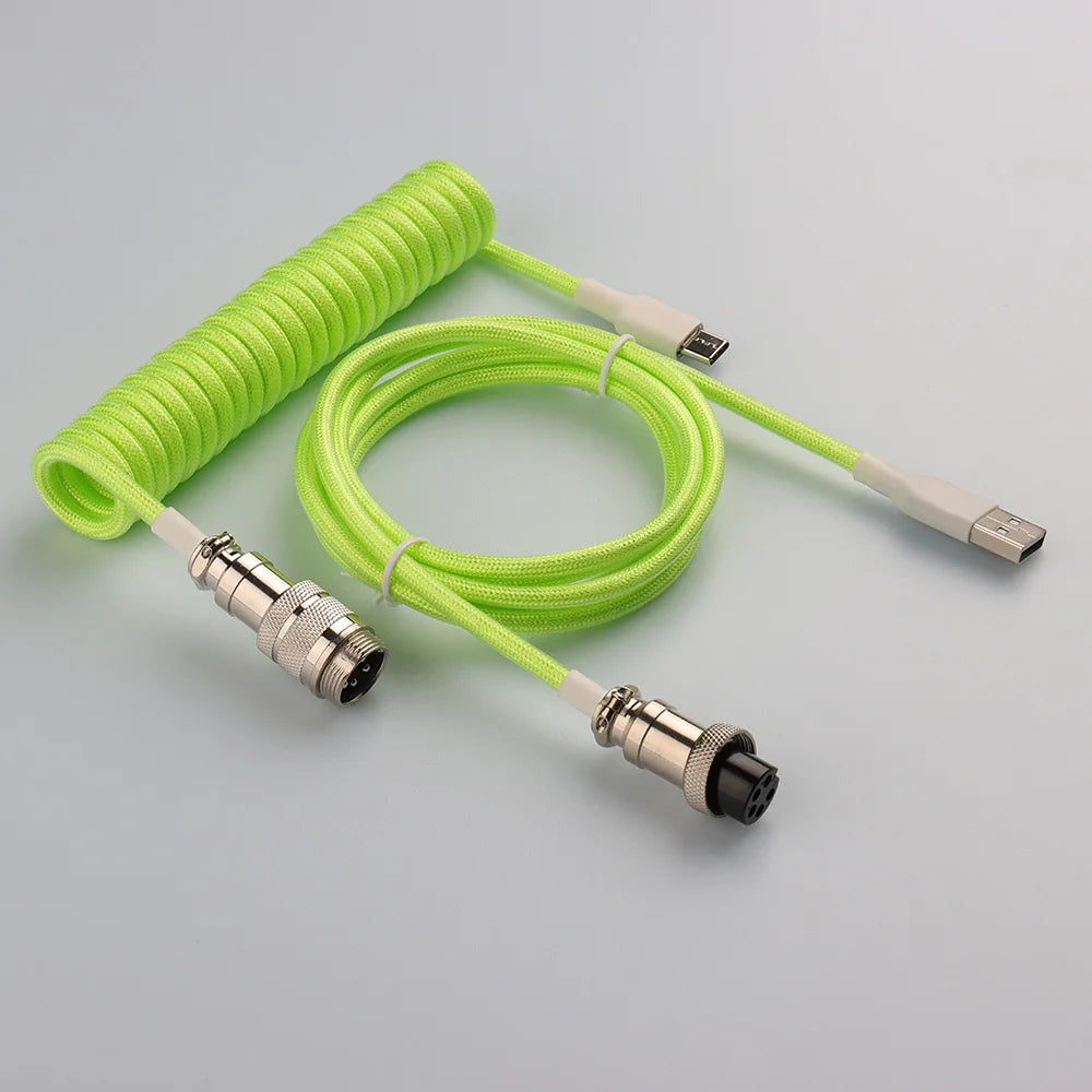 LANO 8 Colors Metal Aviator Connector GX16 USB to Tpye C Keyboard Spiral Cable PC Desk Accessories Connector For Pc Accessorie