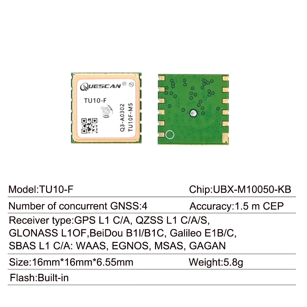 QUESCAN UBX M9 M10 GPS GNSS Module with Compass GPS Galileo BeiDou GLONASS Antenna Module GNSS Receiver M10050 M9140 Chipset