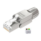 RJ45 Cat8 Cat7 Cat6 Toolless Field Termination Plug, Shielded (STP), Modular RJ45 Male Connector
